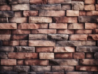 Wand textur aus rotem Ziegelstein rustikales muster, ziegelrot, grau, generative AI