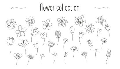Collection of minimalist designs of flowers