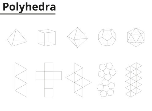 Structure of different polyhedra. Geometry.