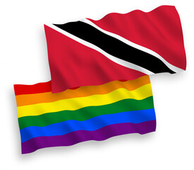 Flags of Republic of Trinidad and Tobago and Rainbow gay pride on a white background