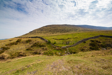 Fototapeta na wymiar landscape in the mountains, the mourne wall