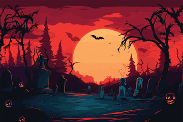 Ethereal Halloween Delights: Modern Abstract Vector Art for Spooky Poster and Banner Designs