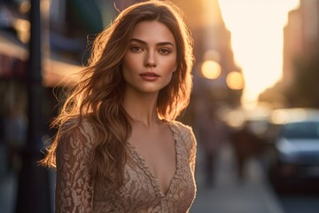 Obraz premium AI generated non existing beuatiful woman in the city