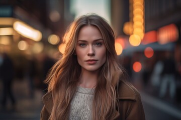 AI generated non existing beuatiful woman in the city