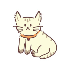 Cute cat hand- drawn png with transparent background. 