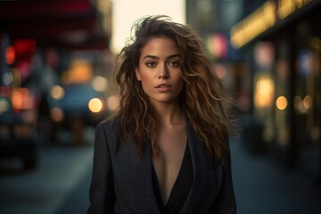 AI generated non existing beuatiful woman in the city