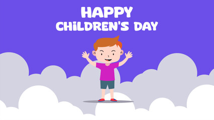 Happy children's day design with kid mascot