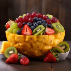 all fresh fruit strawberry kiwi mulberry orange apple grapes and etc