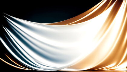 Golden glossy soft wavy cloth abstract background. Elegant luxurious backdrop. Generative AI
