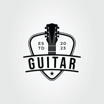 neck guitar logo or music acoustic symbol vector illustration design