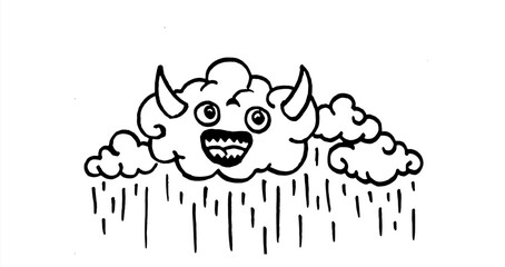 Evil Cloud Comic Vector Illustration,Monster print design with slogan. Vector illustration design for fashion fabrics, textile graphics, prints.