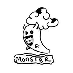 Monster print design with slogan. Vector illustration design for fashion fabrics, textile graphics, prints.