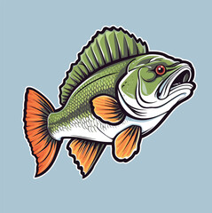 Obraz na płótnie Canvas Big Bass Fish Cartoon Esports Logo Mascot Vector Illustration