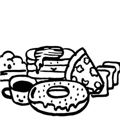 Fast Food Doodle Icons Hand Made Vector Line Art Sketch