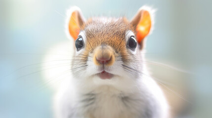An adorable close up of a squirrel. Cute animal, rodent in nature. Generative AI
