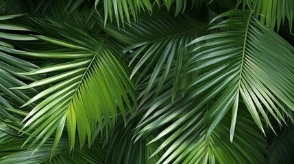 fresh green palm leaves background, illustration for product presentation template, copy space. Ai generative