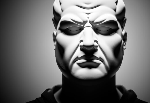 Ancient greek statue angry bossy head. Generative AI