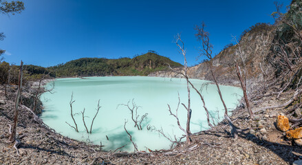 White Crater or Kawah Putih sulfur lake in West Java, Near Bandung city, Indonesia..