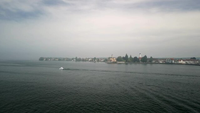 oat on Schlo&szlig; Montfort castle shore horizon at Bodensee. DE-Germany. DroneBoat on Schlo&szlig; Montfort castle shore horizon at Bodensee. DE-Germany. Drone