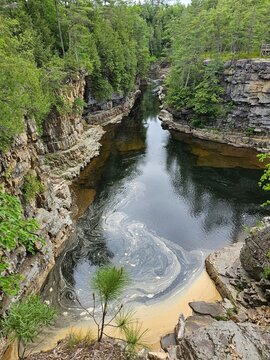 Mountain river in Ausable Chasm Canyon