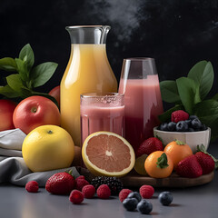 Assorted juice with fruits.