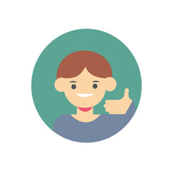 Circle avatars with young people's faces. Portraits of diverse men and women. Set of user profiles. Round icons with happy smiling humans. Colored flat vector illustration