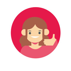 Circle avatars with young people's faces. Portraits of diverse men and women. Set of user profiles. Round icons with happy smiling humans. Colored flat vector illustration