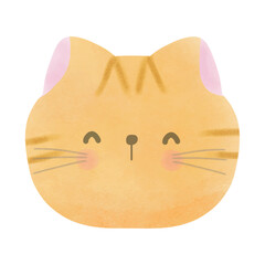 Cute red tabby cat head watercolor style vector illustration on white background