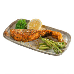 Transparent background of grilled tuna