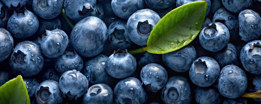 Fresh Blueberries on Background. Close-Up of Healthy and Organic Blueberry Fruit