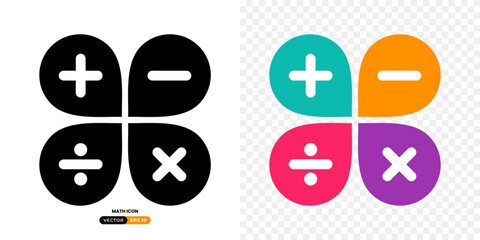 Math Icon, Isolated. Suitable For Logo, Calculator, Sign, Symbol,  Flat Design, Mathematics Icon. Vector Illustration