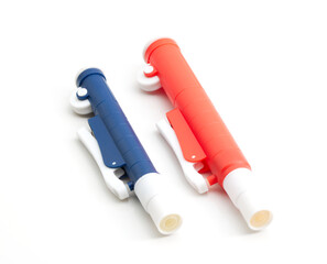 two pipetting PI pump, dark blue, red