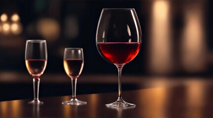 Fototapeta premium glass of wine with a restaurant in the background blurred, Generative Ai