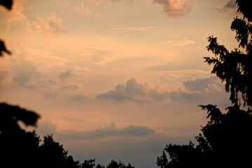 Beautiful cloudscape with muted tones on a spring evening in Iowa. 