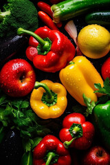 Fototapeta na wymiar vegetable close-up water vegetarian vegan background fresh green organic drop healthy food. Generative AI.