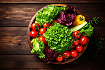 cheese healthy salad vegetarian green background fresh vegetable dark food diet. Generative AI.