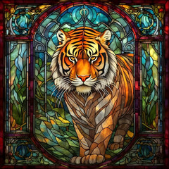 Fototapeta na wymiar Stained glass tiger
