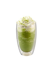 Transparent background of matcha iced blended