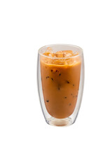 Transparent background of red Thai milk tea
