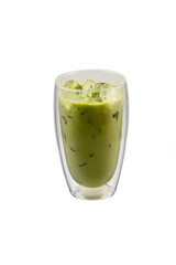 Transparent background of iced matcha