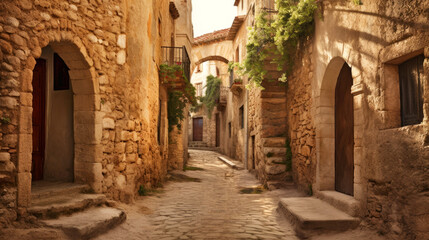 Fototapeta na wymiar Captivating allure of a medieval town in Merengue, Spain. Generative AI