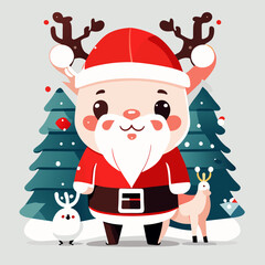 Christmas Greeting Card with Christmas Santa Claus. Generative AI