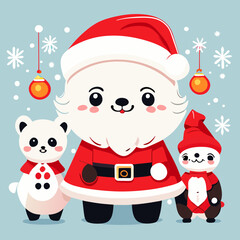 Christmas Greeting Card with Christmas Santa Claus. Generative AI