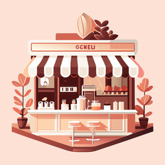 illustration of a cafe in the morning