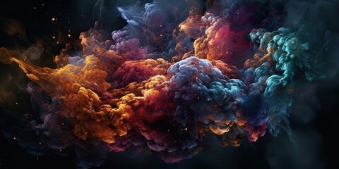 Naklejka na ściany i meble AI Generated. AI Generative. Illustration of holi smoke abstract graphic art with space galaxy cosmos inspirational vibe. Graphic Art