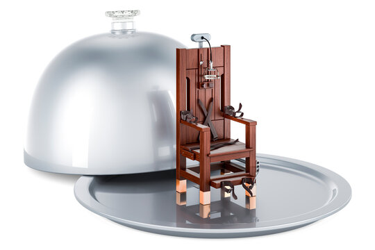 Restaurant cloche with electric chair, 3D rendering