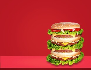 Classic hamburger tasty dish on desk