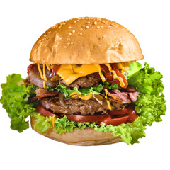 transparent of fresh and tasty burger