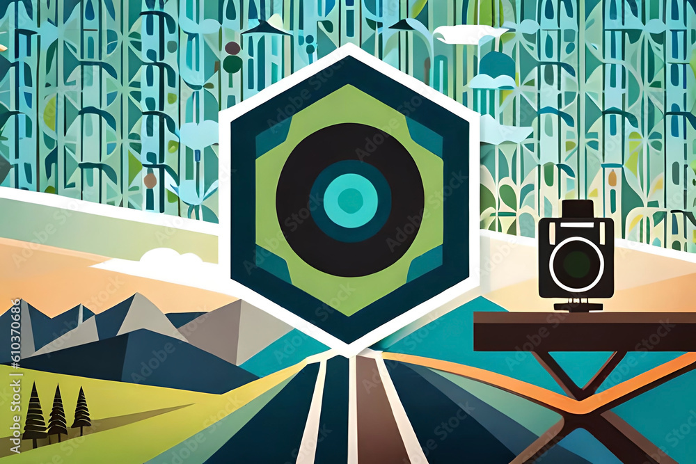 Poster a simple and elegant world photography day banner with a camera icon in the center, surrounded by di