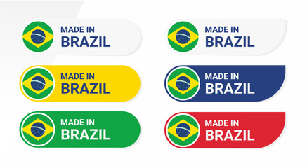 Icon made in Brazil isolated on white background.  vector illustration Brazil flag. Brazil Button.